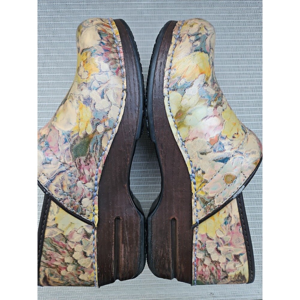 Dansko Professional XP Floral Clogs  Leather Artsy Shoes Sz 39 8.5 - 9 US - Picture 3 of 7